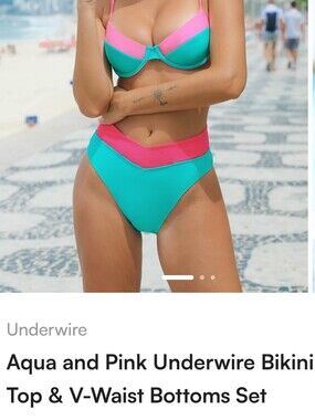BnWT Aqua and Pink Underwire Bikini Set L & XL